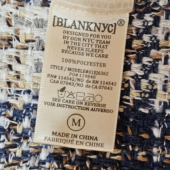Blank NYC Once In A Lifetime Blue Plaid Tweed Shacket Medium Lady Jacket Western - Picture 12 of 15